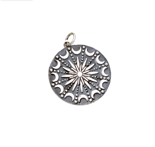 Sterling Silver Circular Lunar Phases Pendant