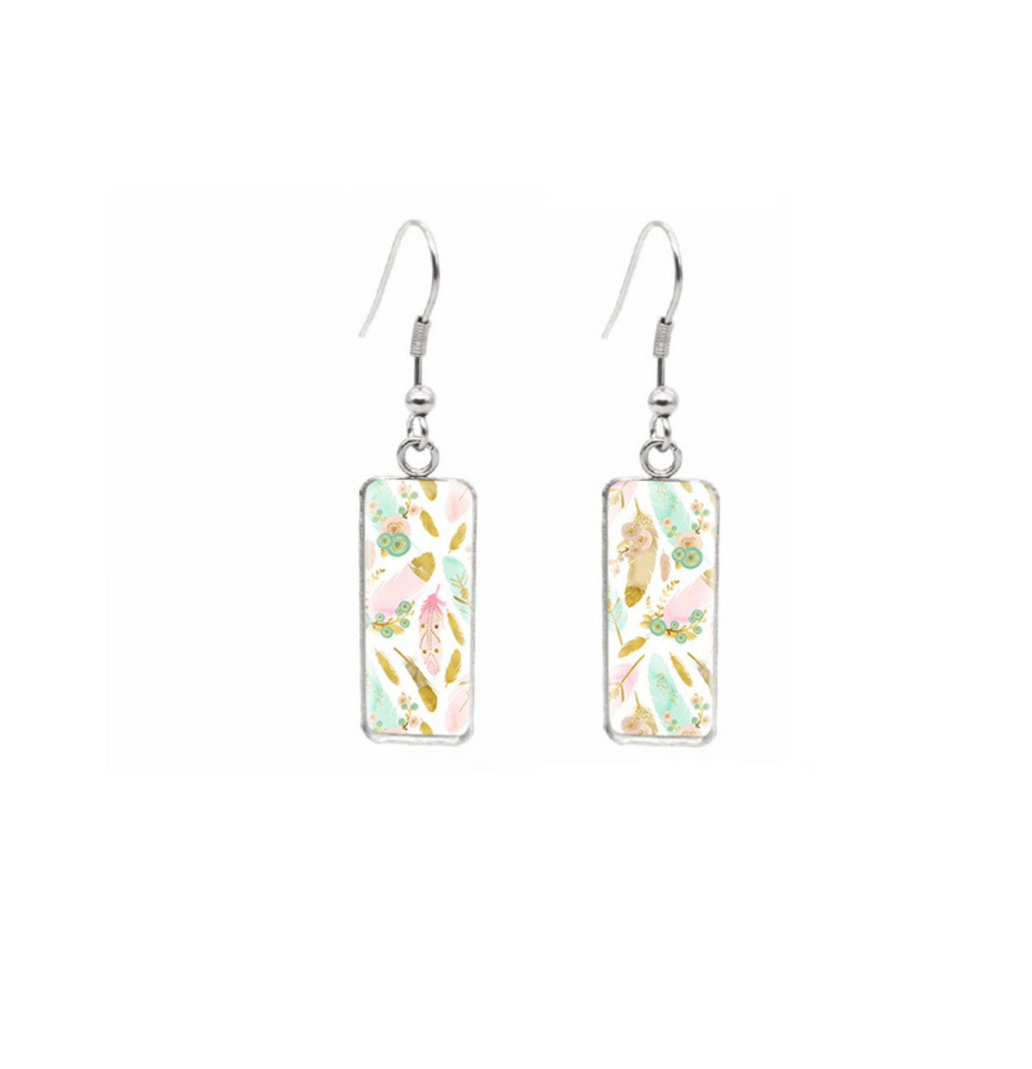 Patterned Rectangular Drop Earrings