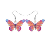 Pink & Blue Butterfly Drop Earrings