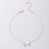 Goldtone Imitation Pearl & Crystal Dainty Necklace