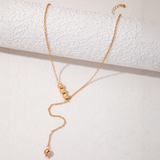 Goldtone Minimalist Ball Lariat Style Necklace