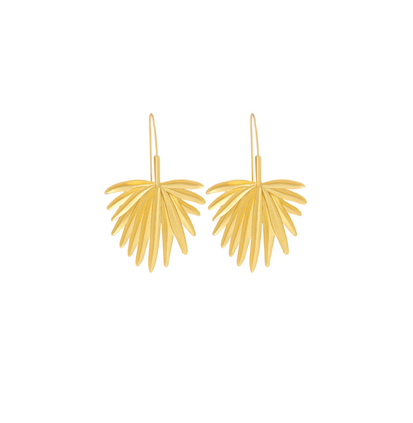 Goldtone Palm Frond Threader Earrings