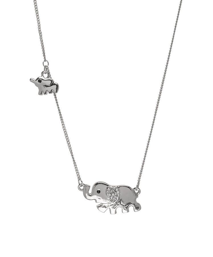 Mama Baby Elephant Necklace With Swarovski Crystals