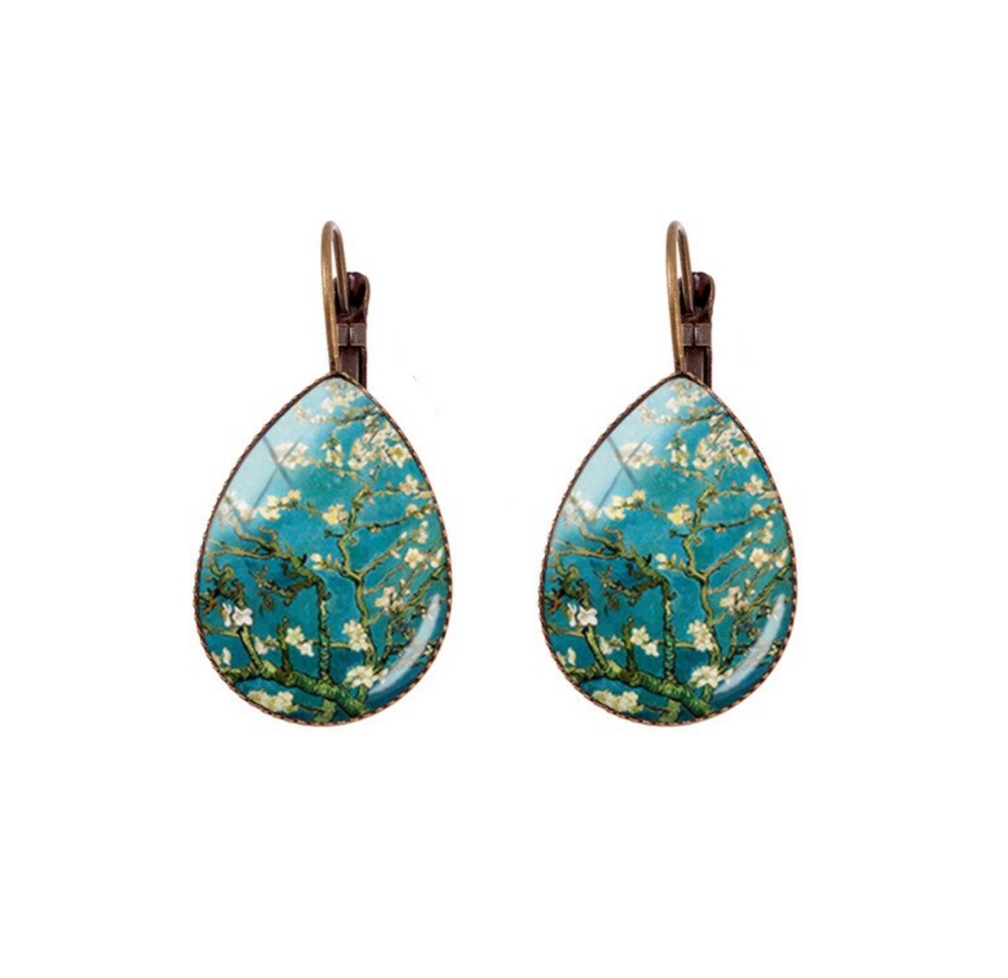 Brass Leverback Teardrop Earrings