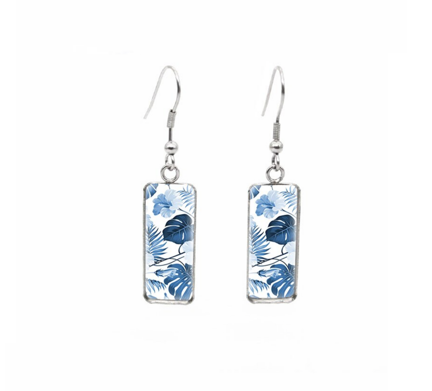 Patterned Rectangular Drop Earrings