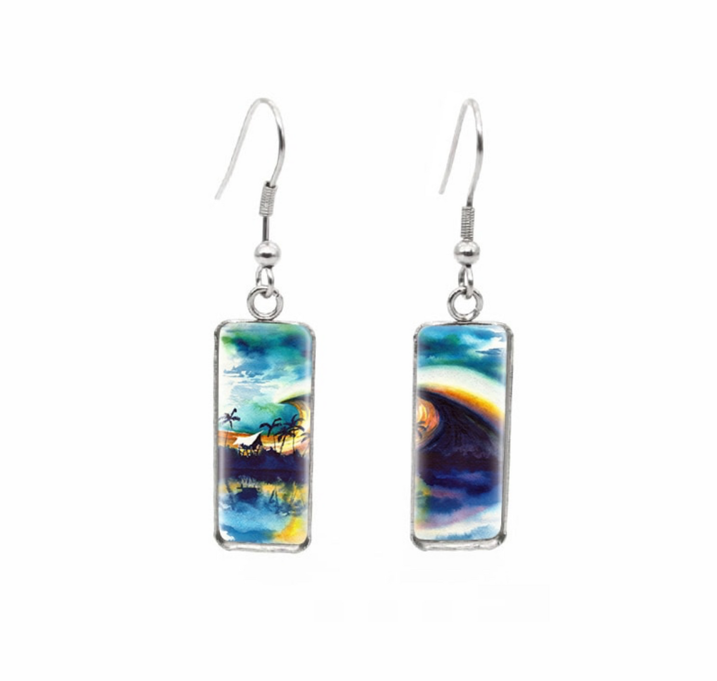 Beach Themed Rectangular Drop Earrings