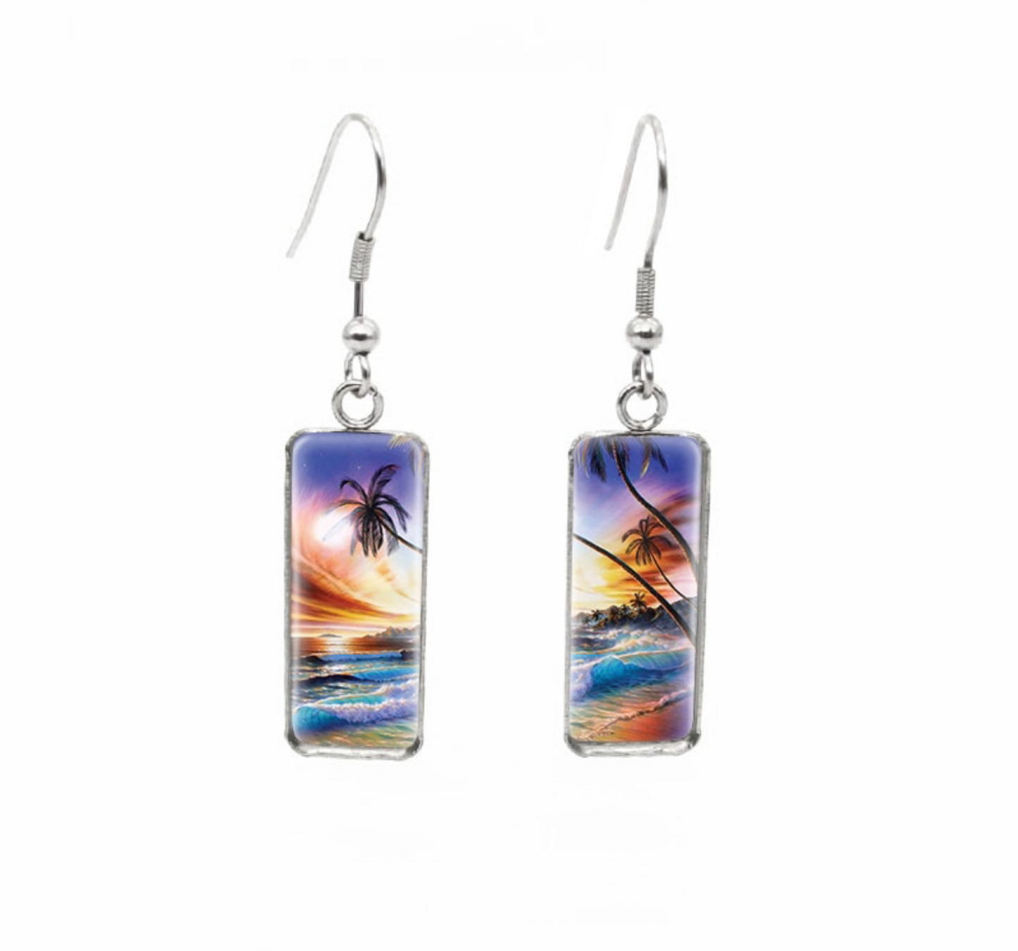 Beach Themed Rectangular Drop Earrings