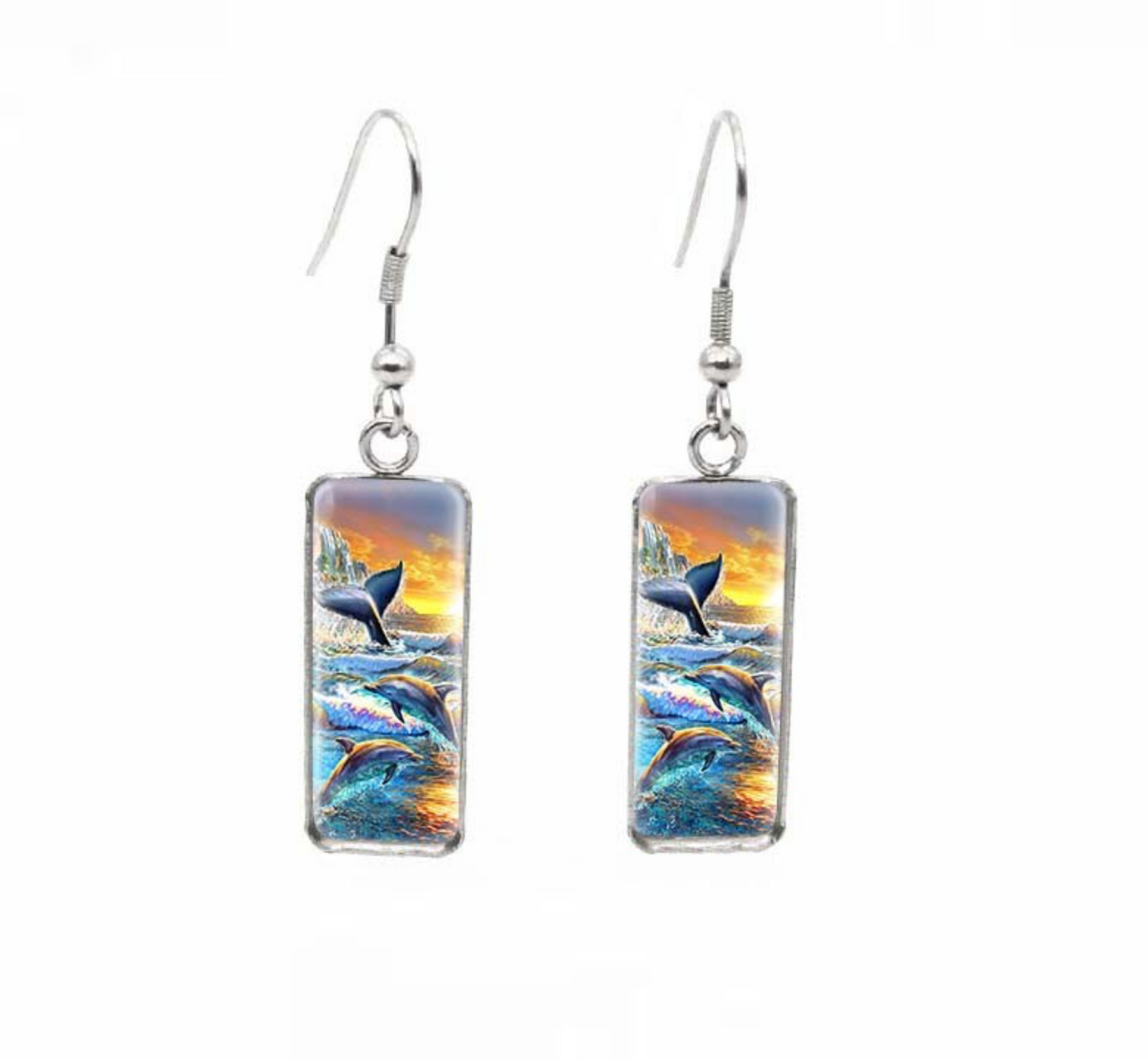 Animal Motif Rectangular Drop Earrings