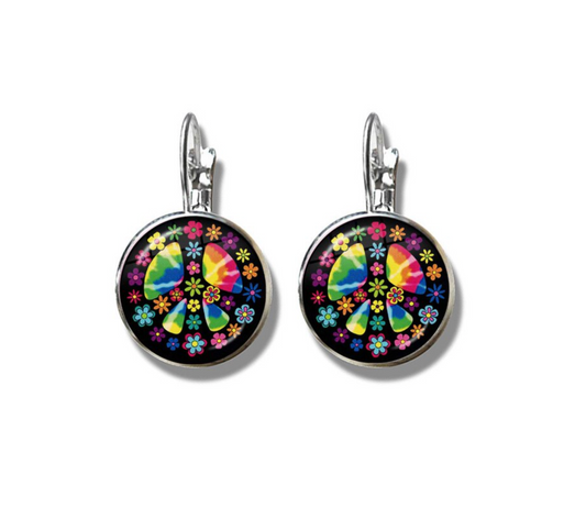 Patterned Circular Leverback Earrings