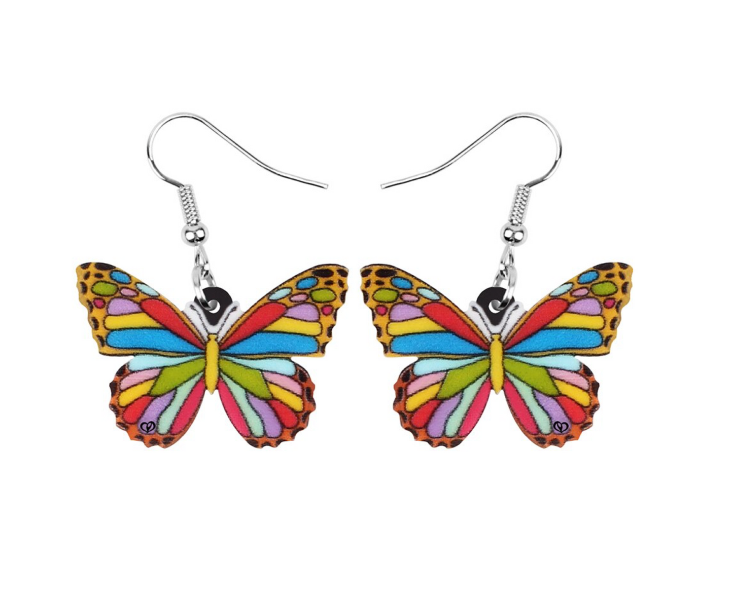 Silvertone Butterfly Drop Earrings
