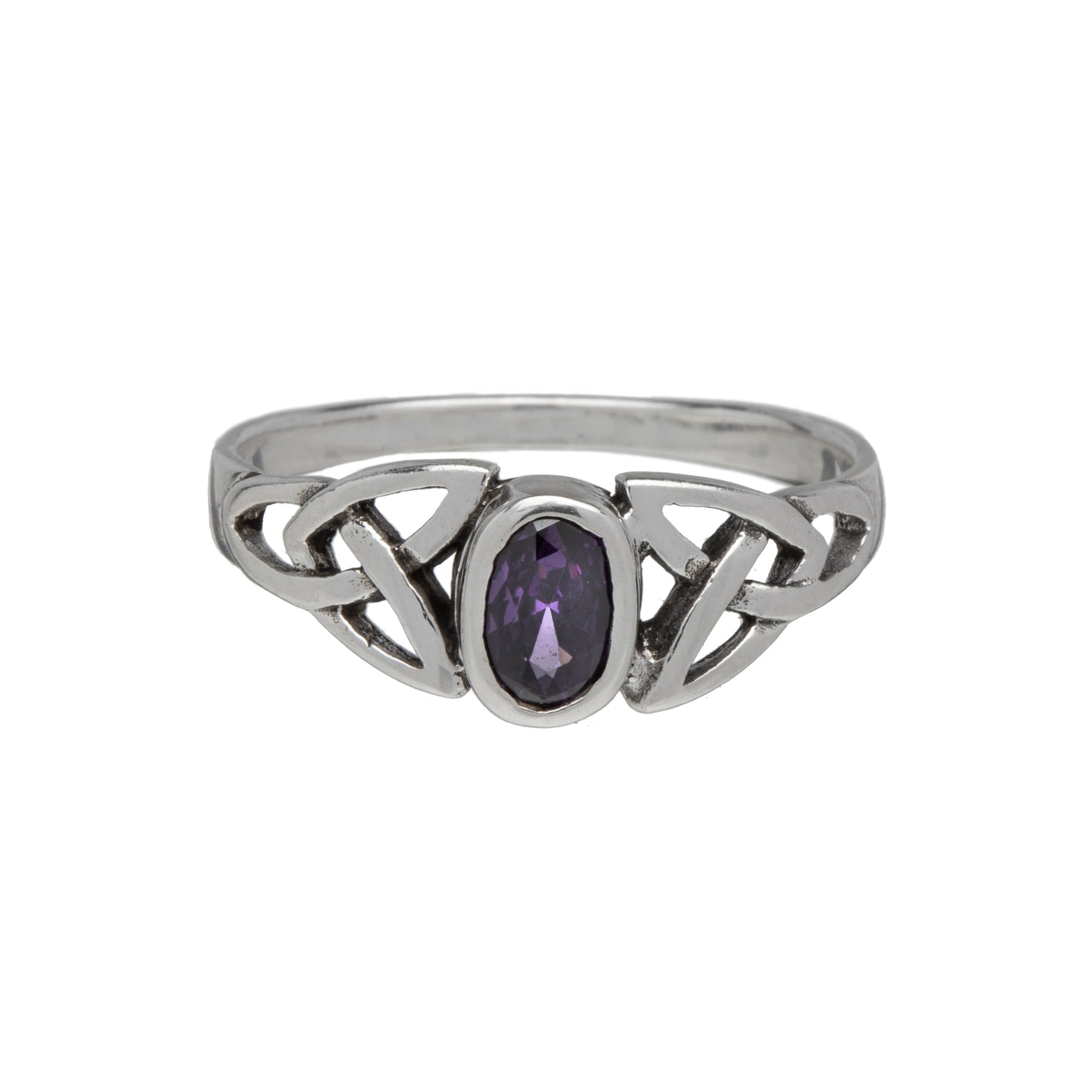 Amethyst & Sterling Silver Oval Celtic Ring