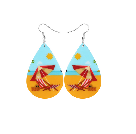 Patterned Oversized Teardrop Drop Earrings