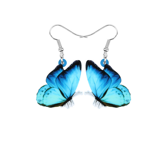 Silvertone Butterfly Drop Earrings