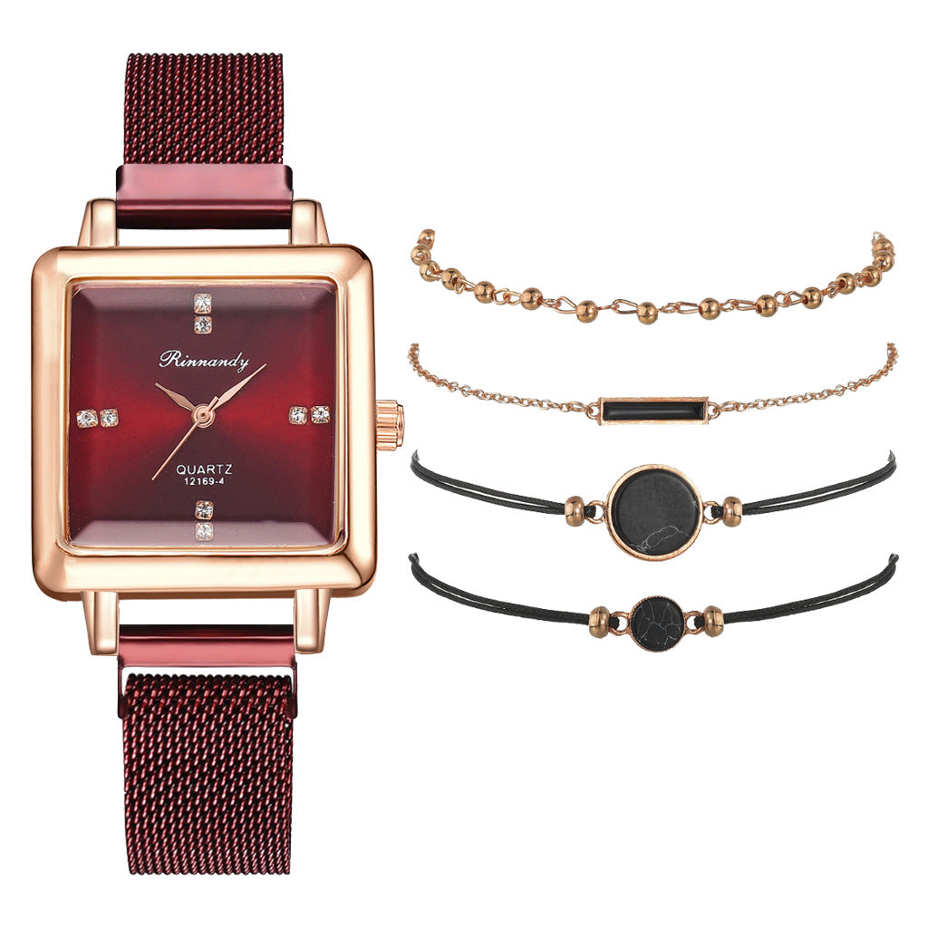 Elegant Square Crystal Dial Watch