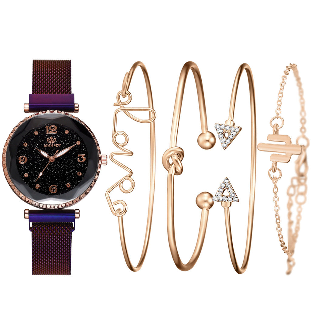 Crystal Rose Goldtone Love Cactus Watch Cuff Set - Numerical