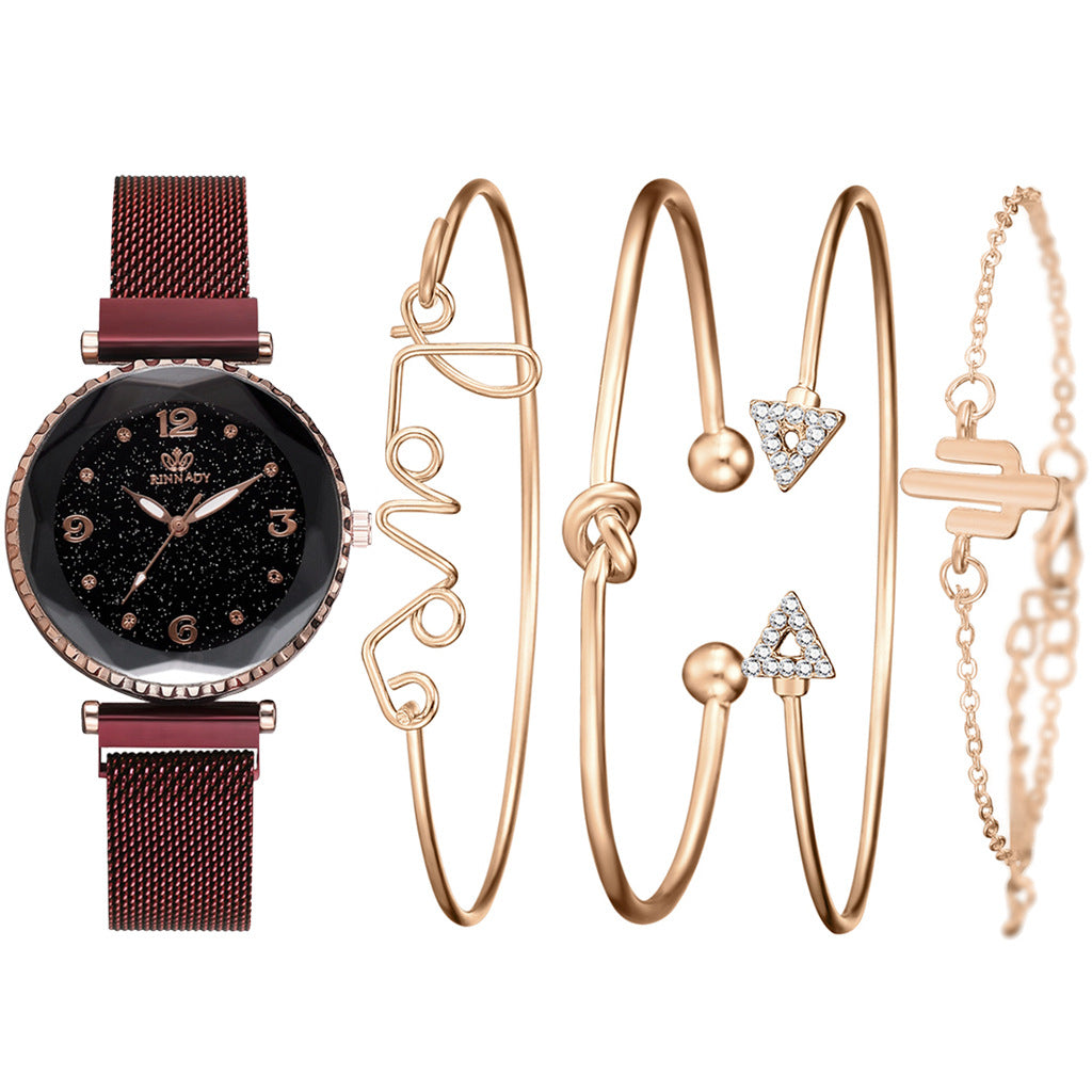 Crystal Rose Goldtone Love Cactus Watch Cuff Set - Numerical