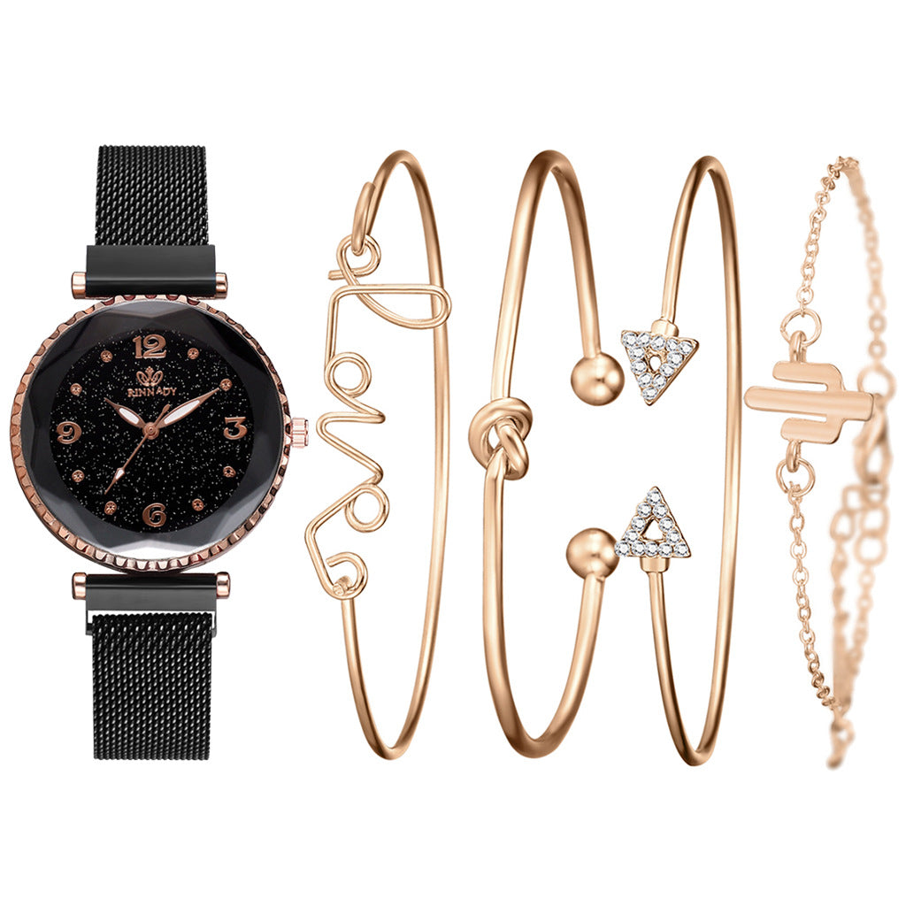 Crystal Rose Goldtone Love Cactus Watch Cuff Set - Numerical