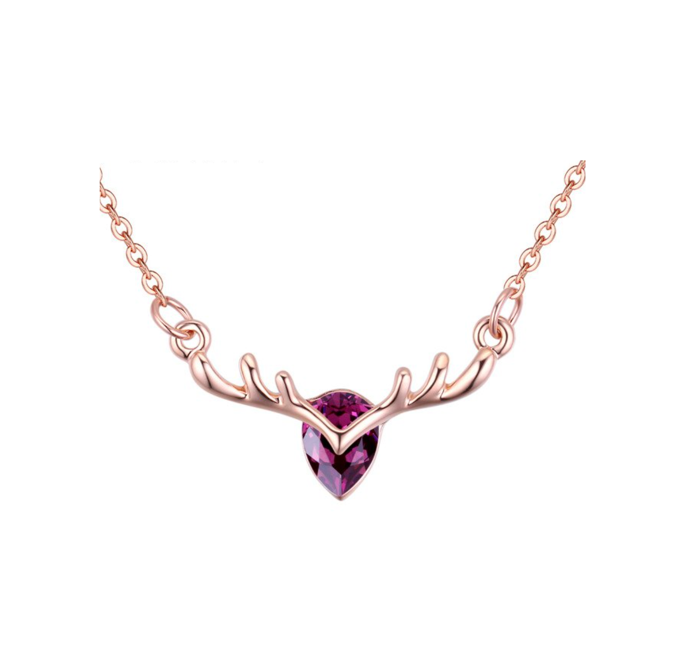 Teardrop Crystal Deer Pendant Necklace