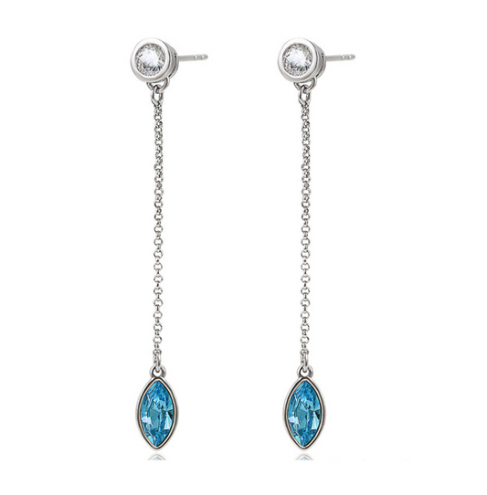 Teardrop Swarovski Crystal Chain Drop Earrings