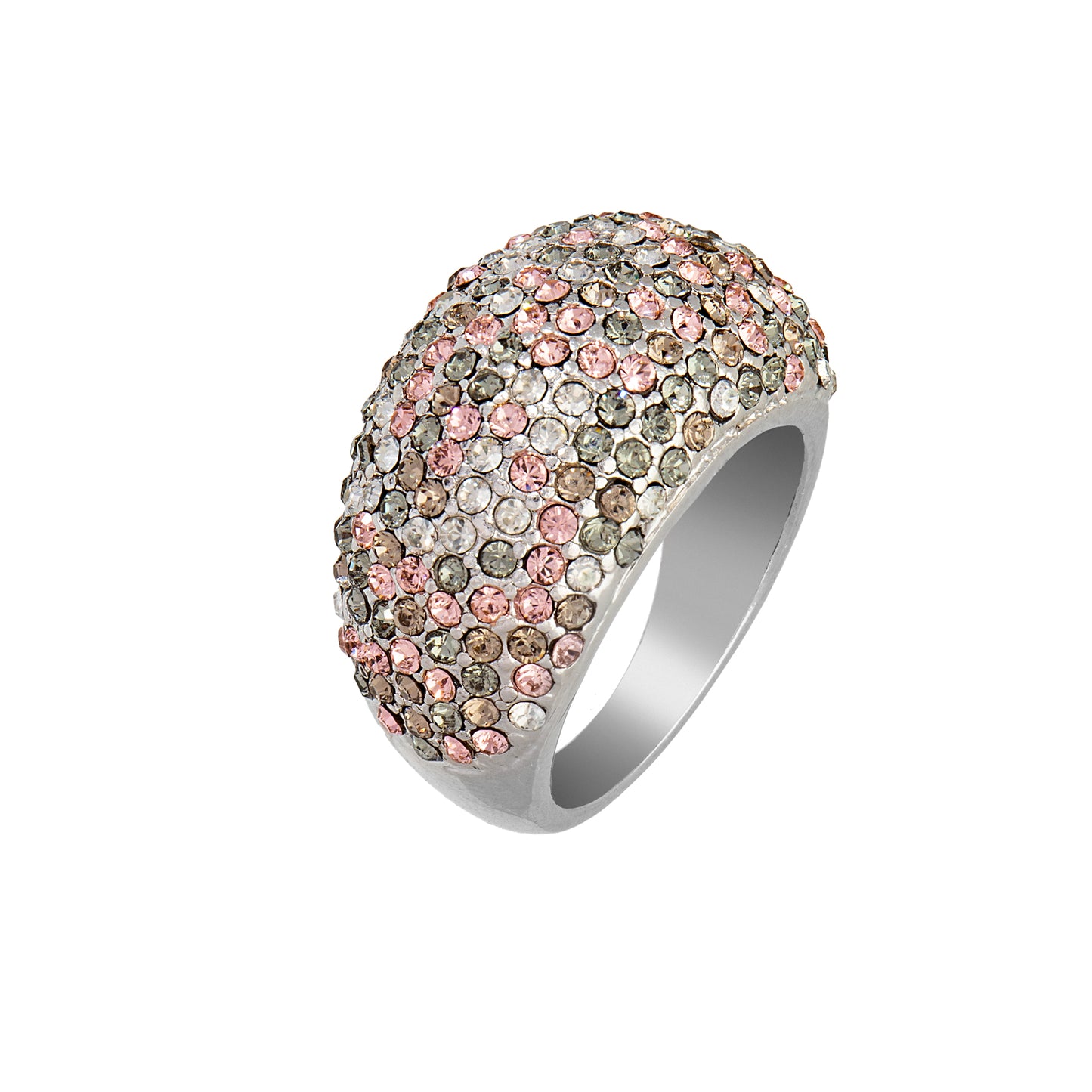 Crystal Pave Dome Cocktail Ring with Swarovski Crystals – Bold Statement Sparkle for Women