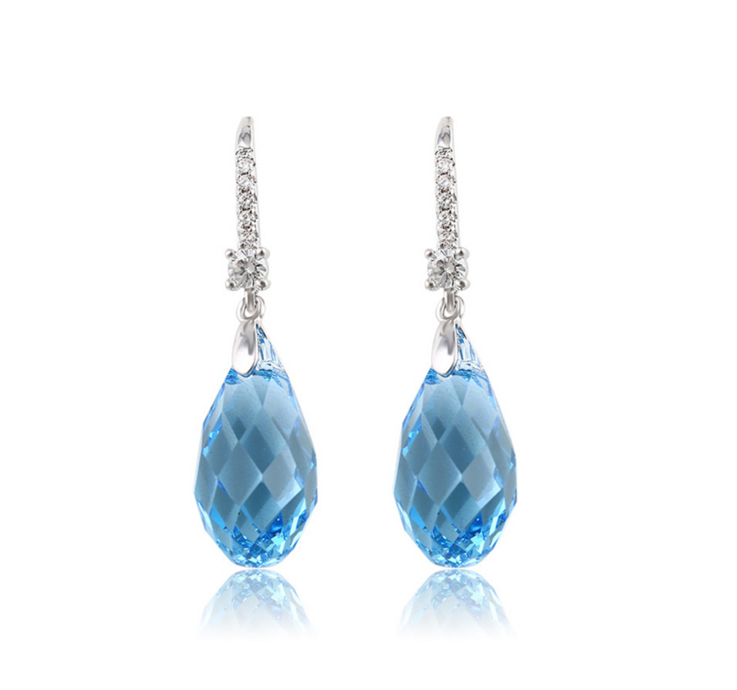 Aqua Briolette Swarovski Crystal Drop Earrings