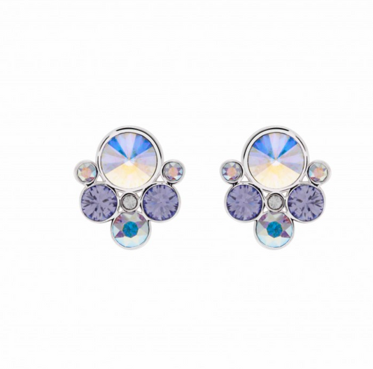 Circular Swarovski Crystal Clustered Stud Earrings