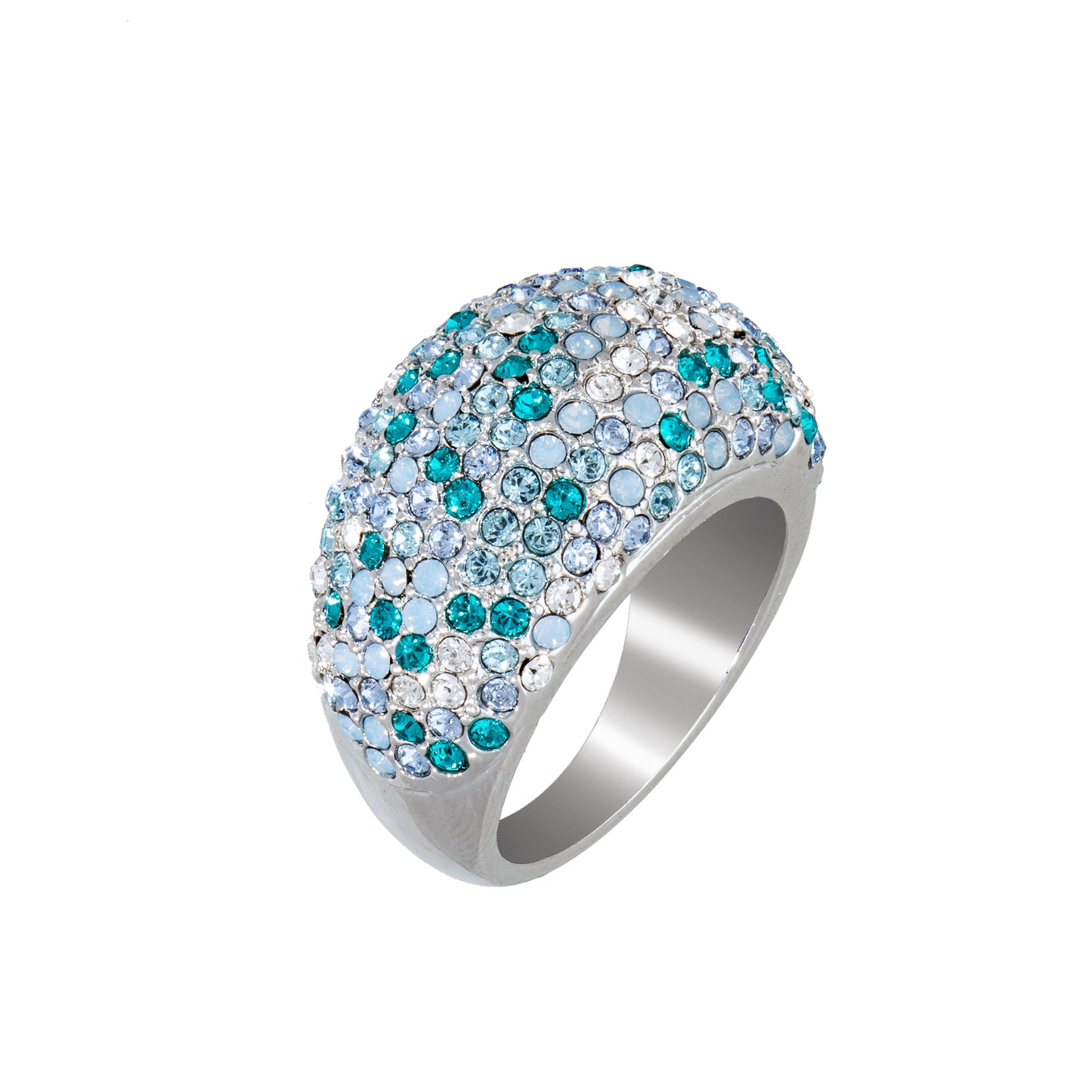 Crystal Pave Dome Cocktail Ring with Swarovski Crystals – Bold Statement Sparkle for Women