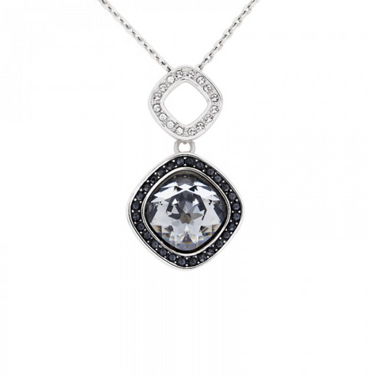 Pave Two-Toned Crystal Open Diamond Pendant Necklace