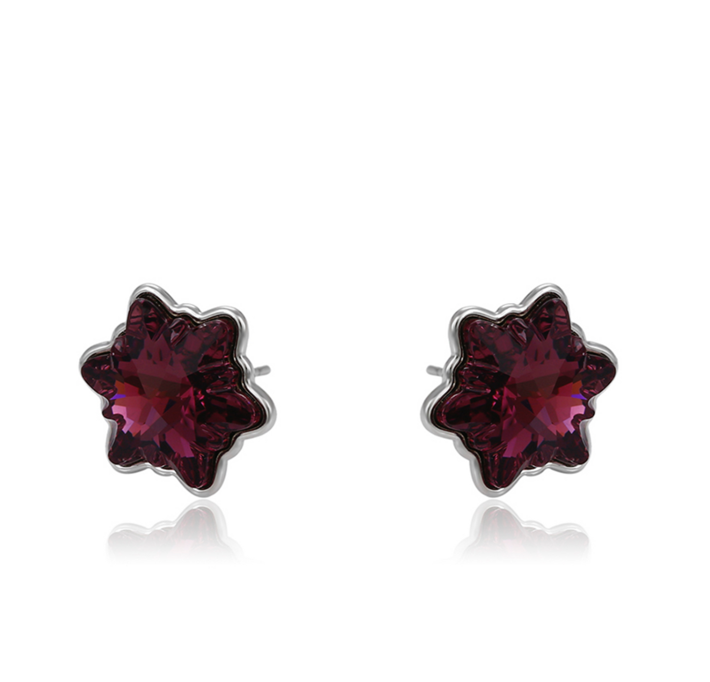 Amethyst Swarovski Crystal Flower Stud Earrings