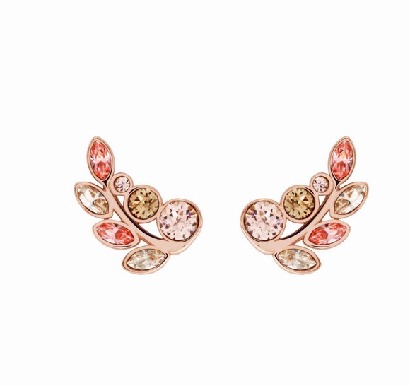 Rosegold Crystal Leaf Stud Earring