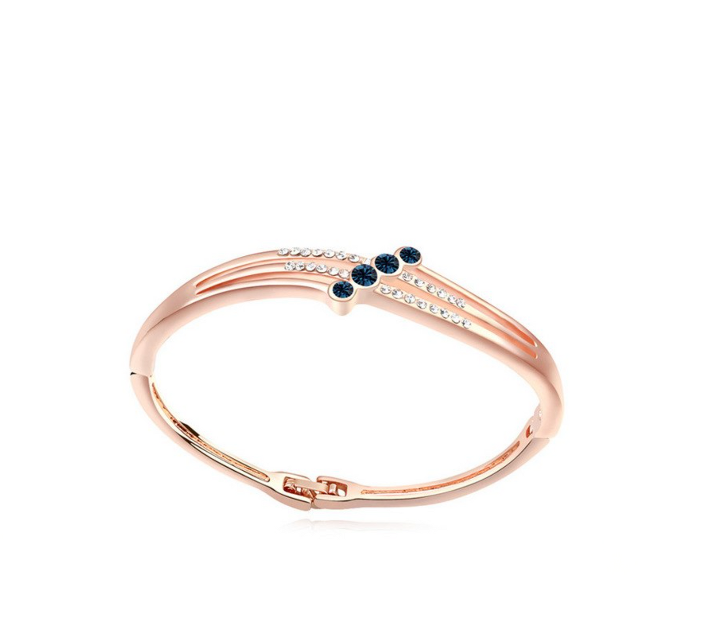 Rose Goldtone Four Crystal Bangle Bracelet