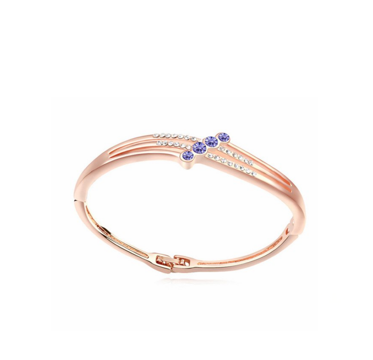 Rose Goldtone Four Crystal Bangle Bracelet