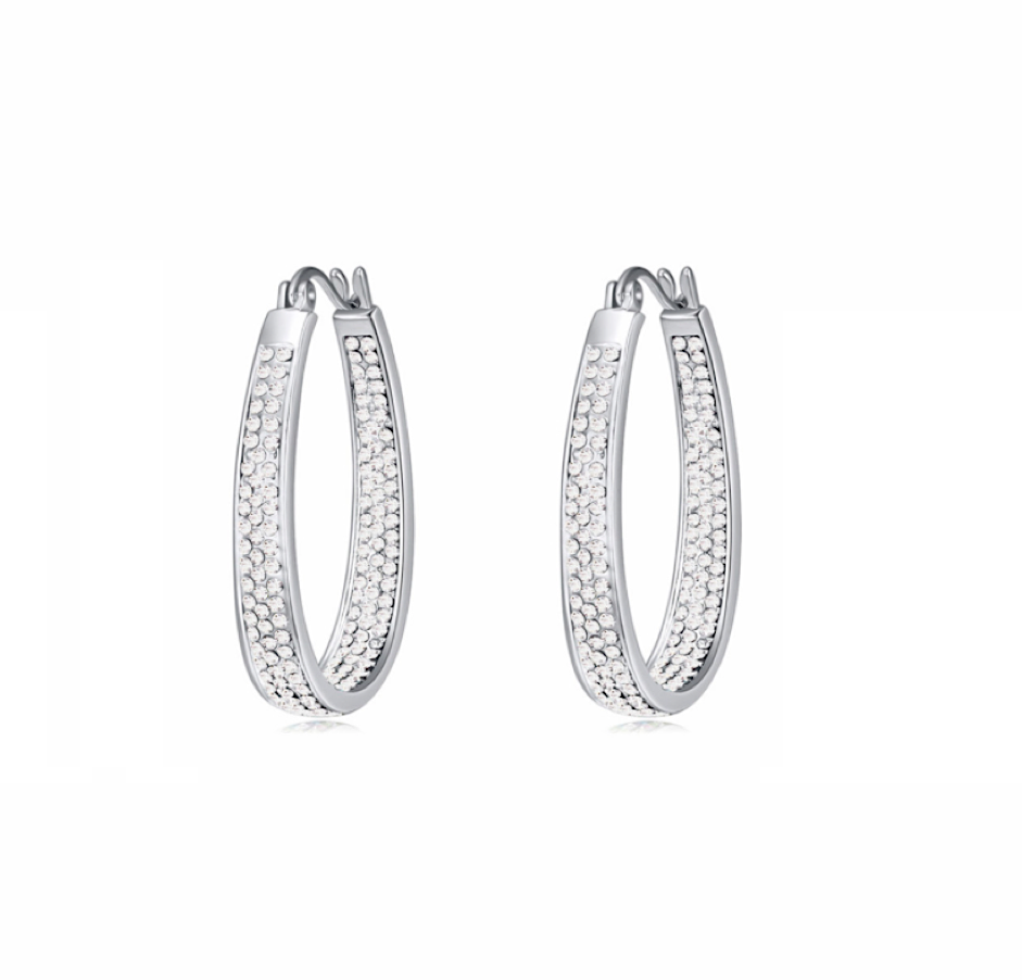 Dual Sided Crystal Pave Hoop Earrings