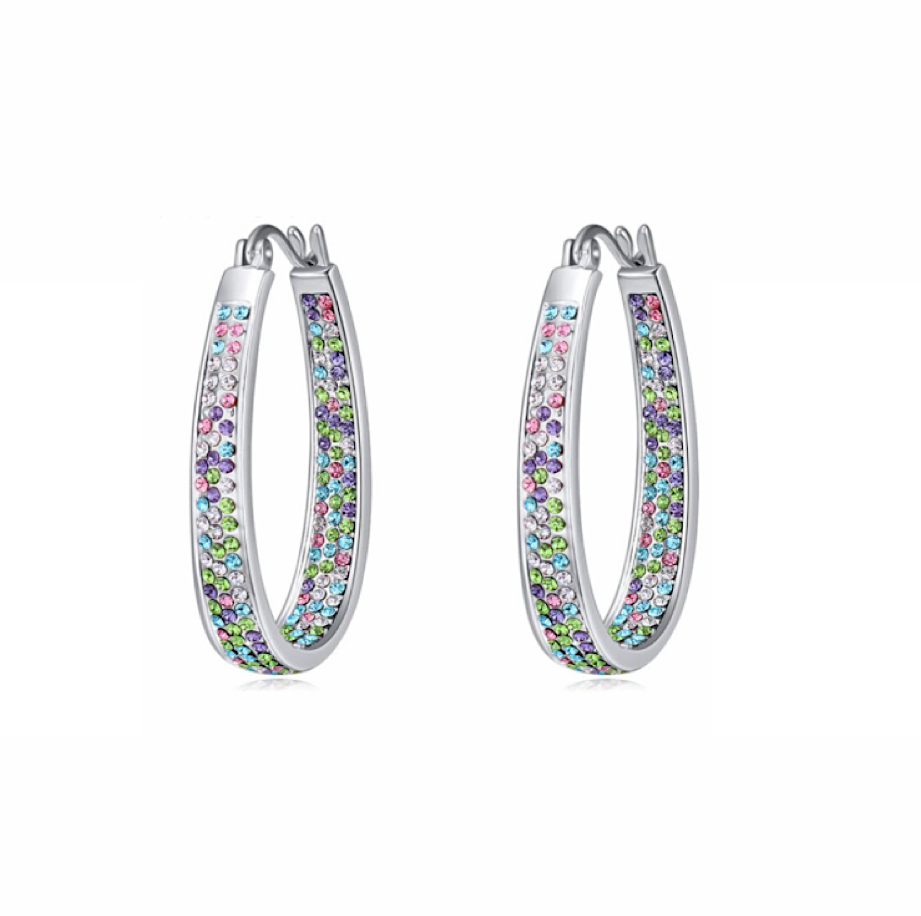 Dual Sided Crystal Pave Hoop Earrings