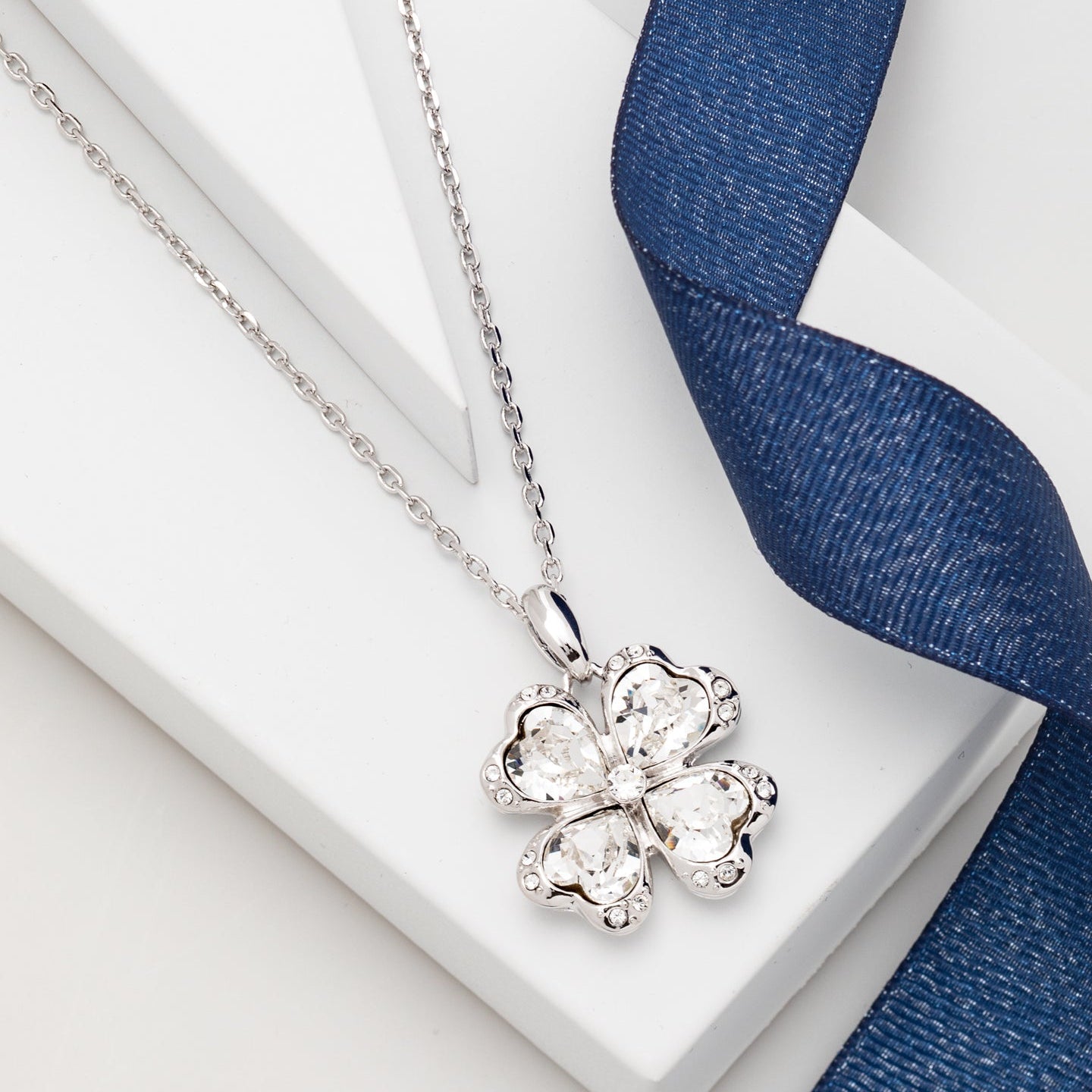 Four-Leaf Clover Necklace with Swarovski Crystals