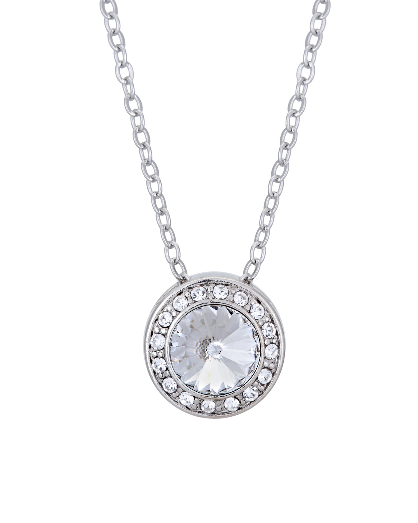 Crystal Pave Halo Pendant Necklace