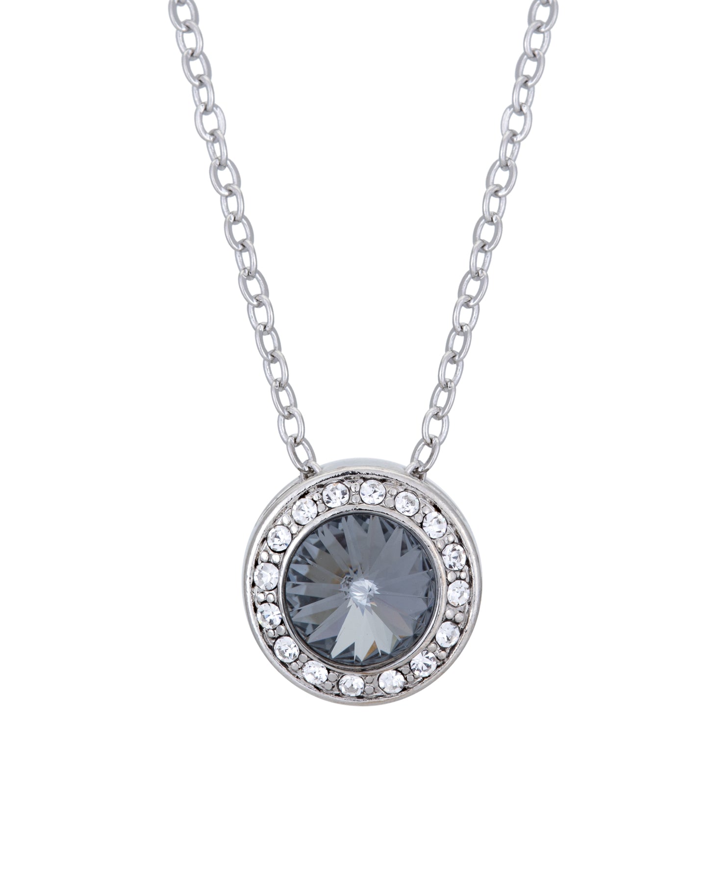 Crystal Pave Halo Pendant Necklace