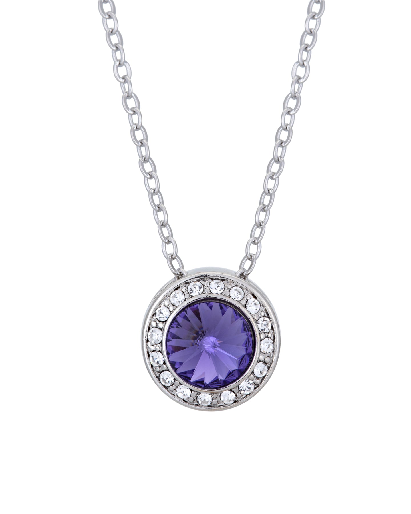 Crystal Pave Halo Pendant Necklace