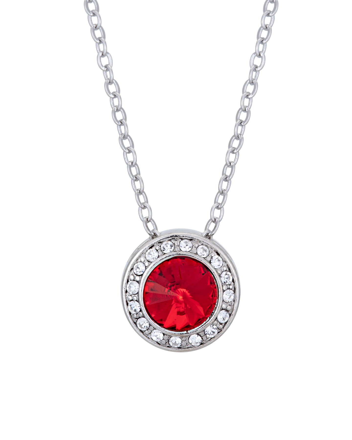 Crystal Pave Halo Pendant Necklace