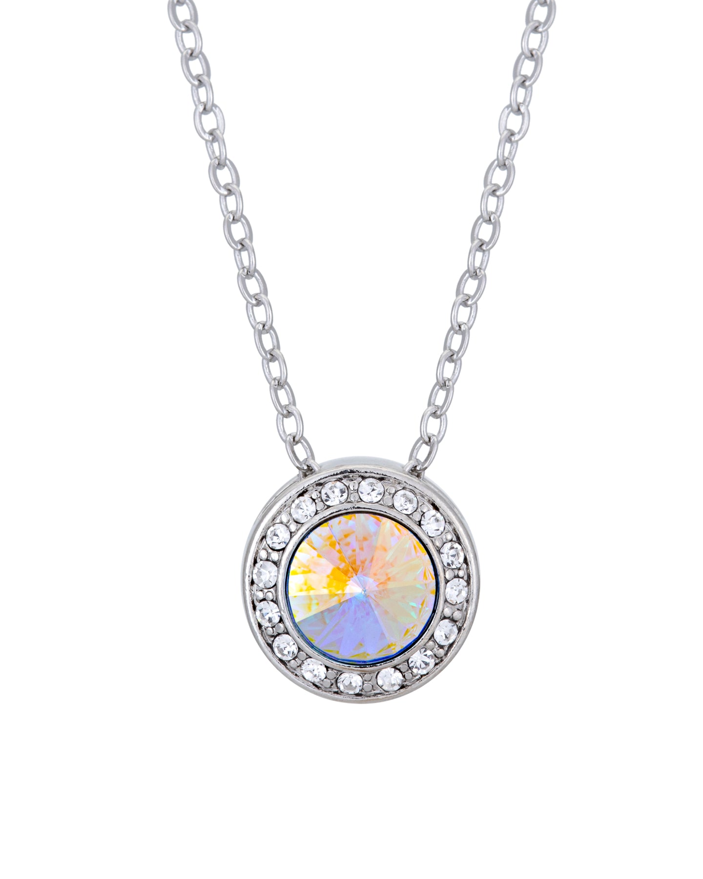 Crystal Pave Halo Pendant Necklace