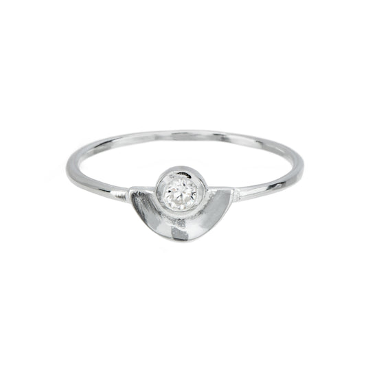 Sterling Silver & Cubic Zirconia Semi-Circle Ring