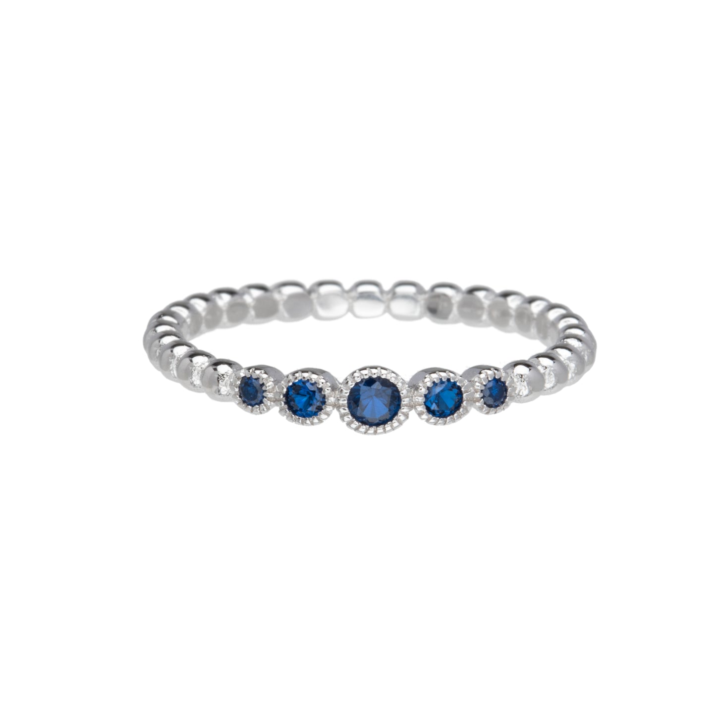 Imitation Sapphire & Sterling Silver Dainty Five-Stone Ring