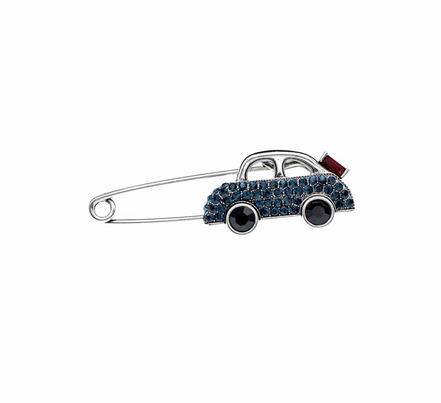 Blue Red Crystal Car Safety Pin Brooch