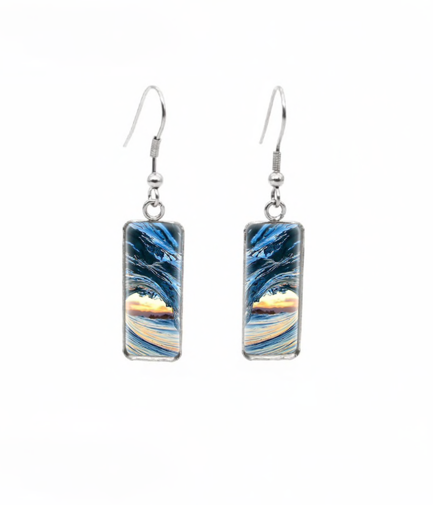 Beach Themed Rectangular Drop Earrings