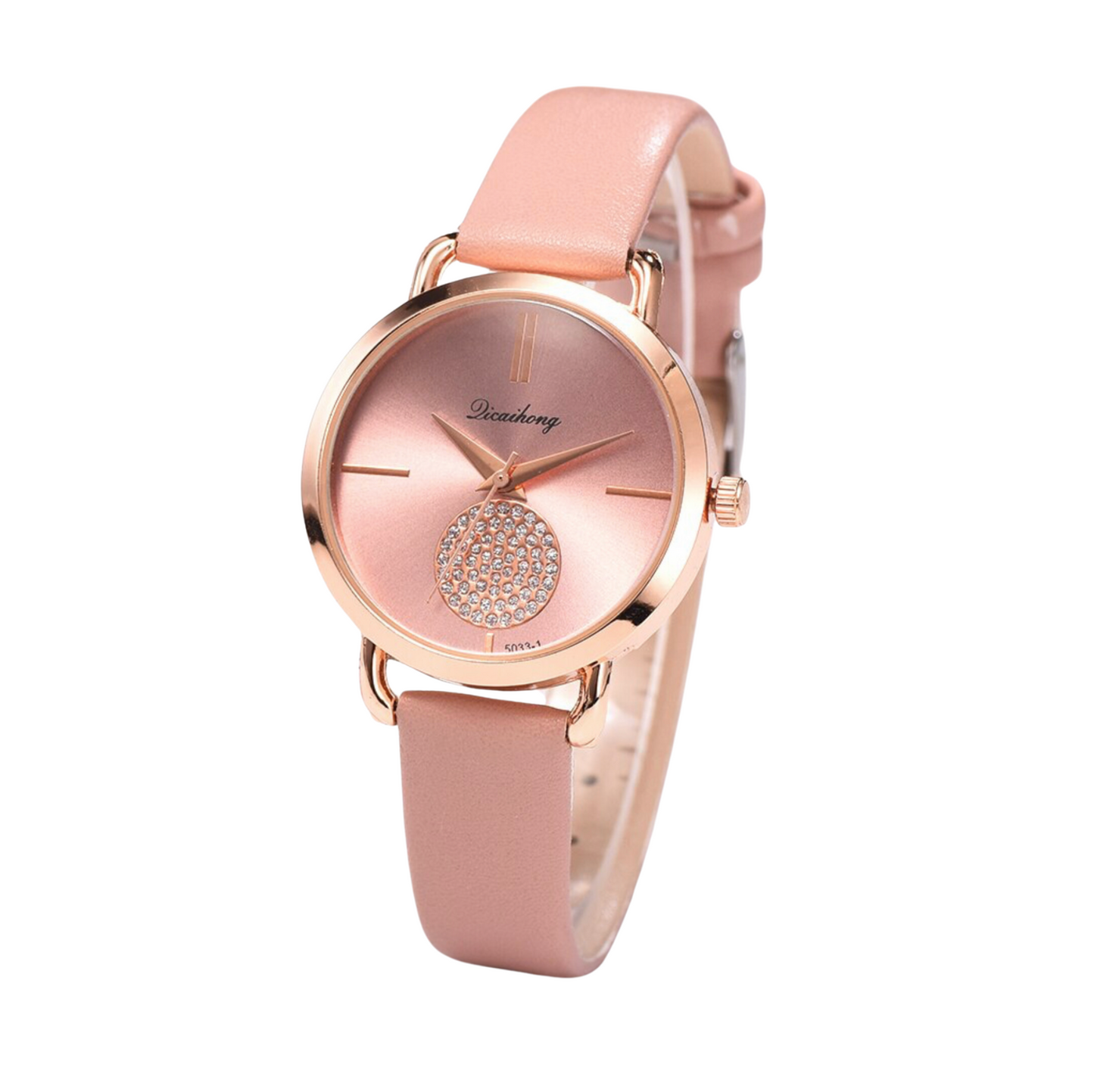 Crystal Pave Rose Goldtone Bracelet Watch