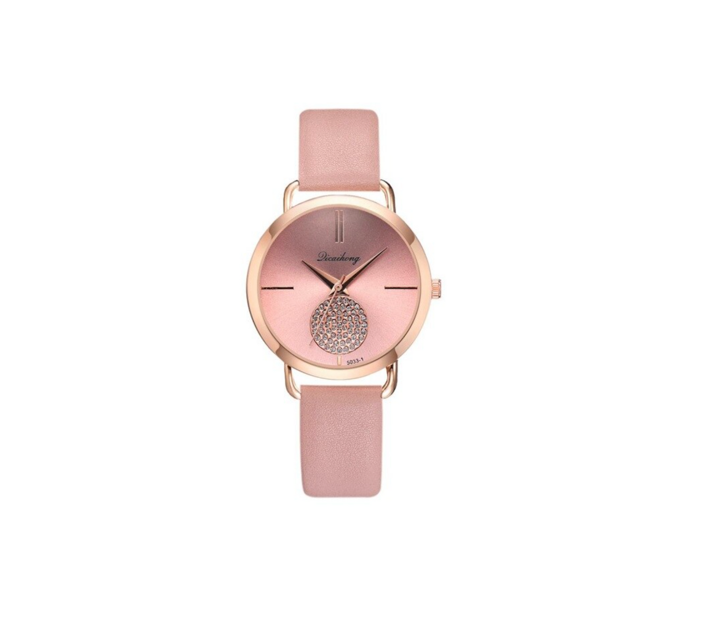 Crystal Pave Rose Goldtone Bracelet Watch