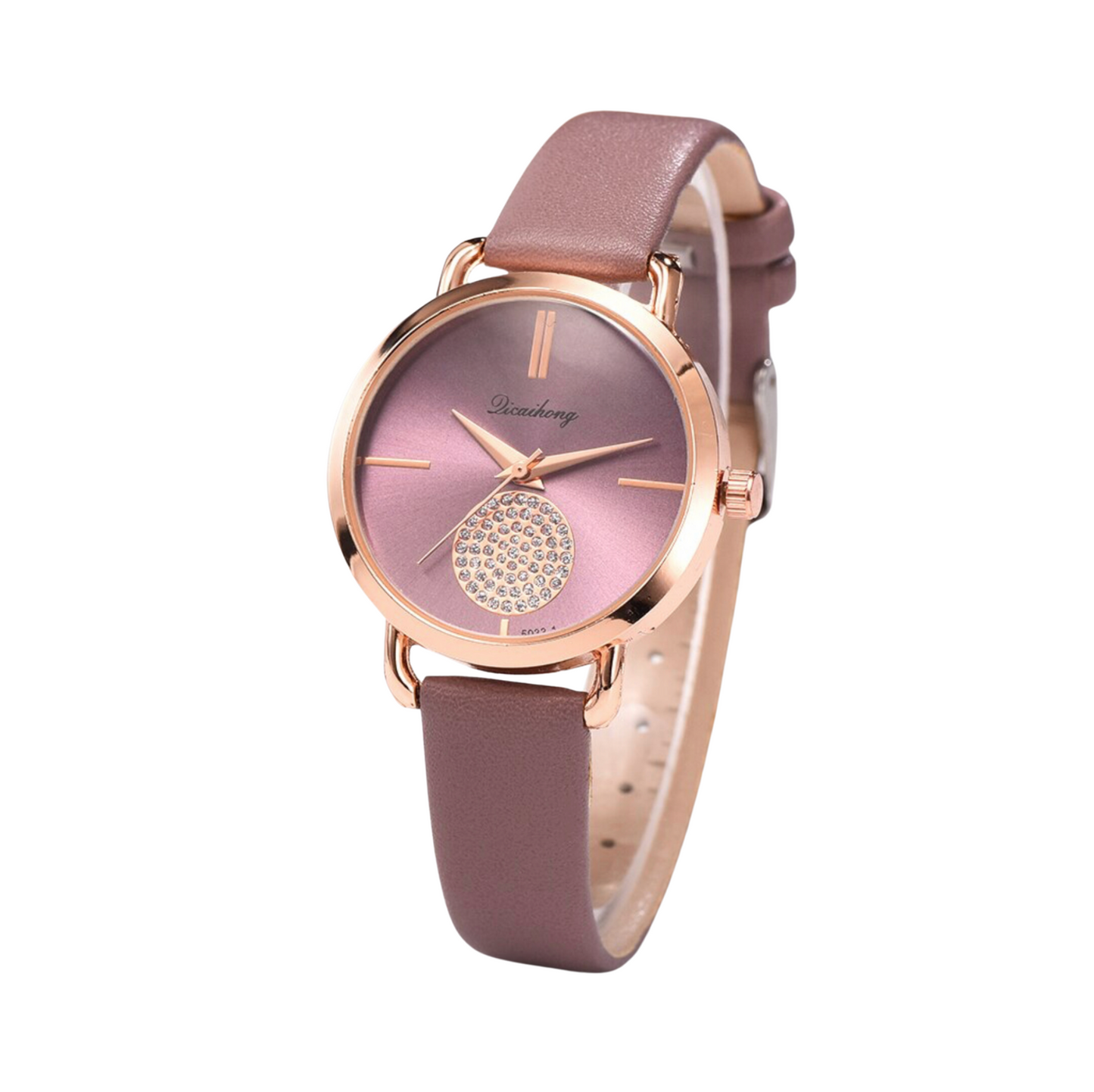 Crystal Pave Rose Goldtone Bracelet Watch