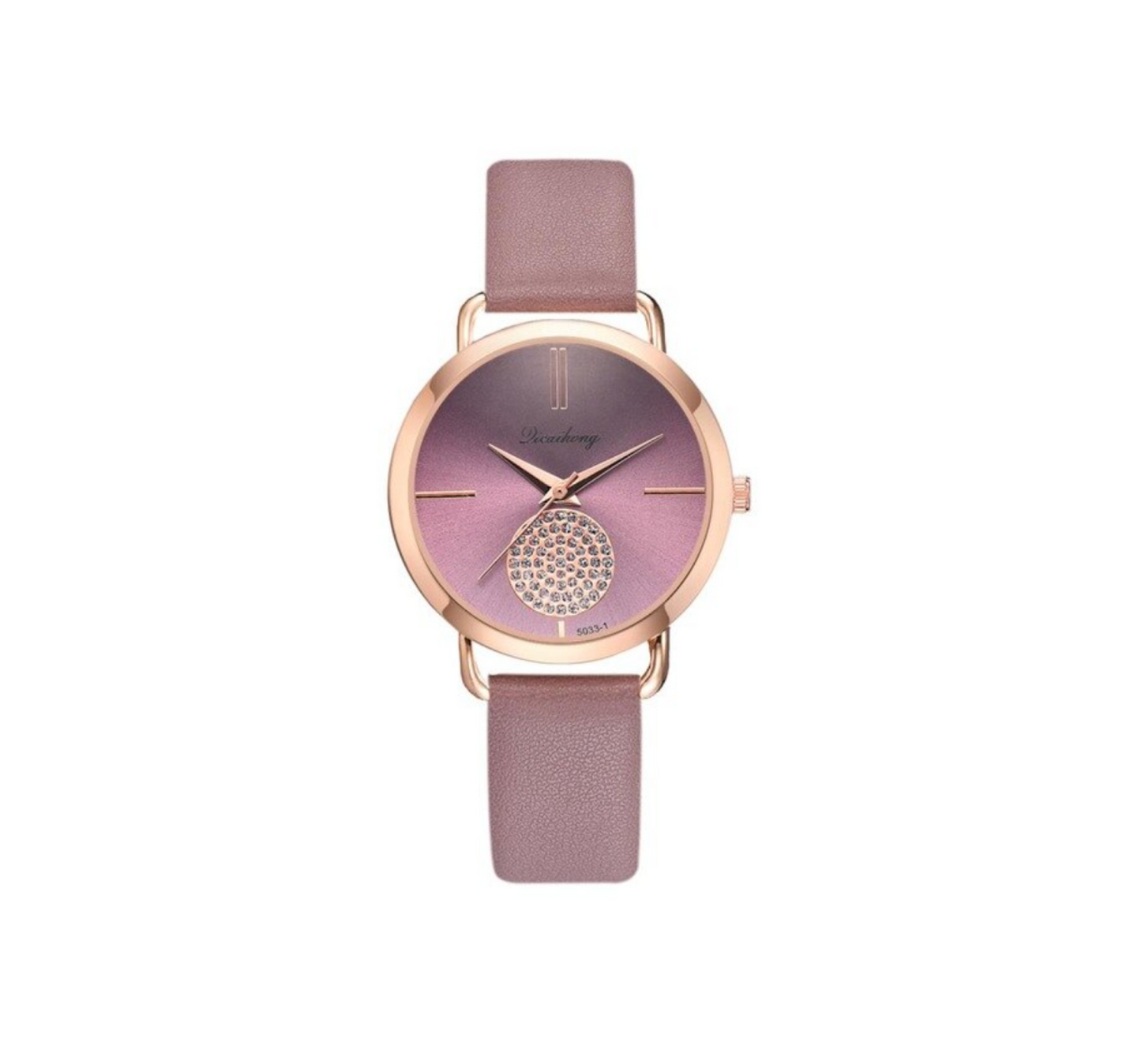 Crystal Pave Rose Goldtone Bracelet Watch