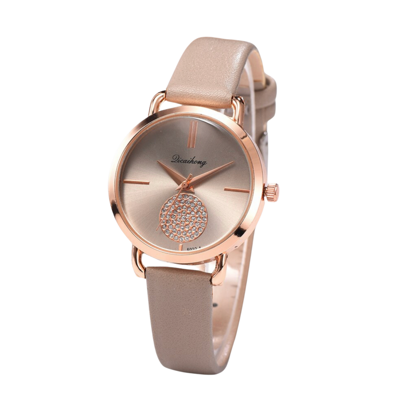 Crystal Pave Rose Goldtone Bracelet Watch