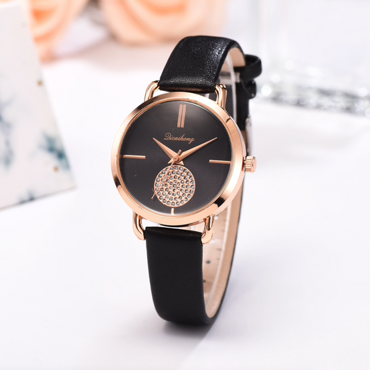 Crystal Pave Rose Goldtone Bracelet Watch